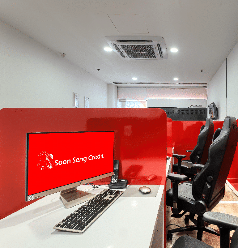 A glimpse into the interior of Soon Seng Credit's authorised money lender office, where clients receive expert financial services.